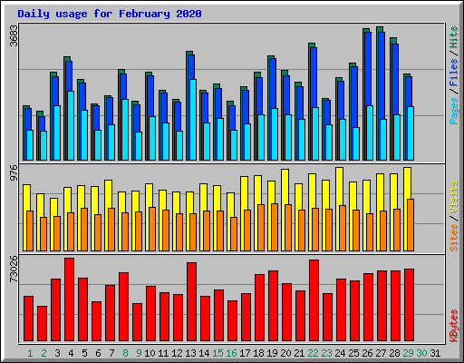 Daily usage for February 2020