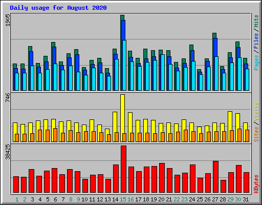 Daily usage for August 2020