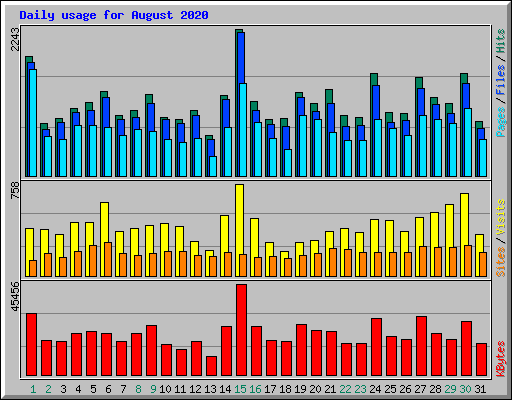 Daily usage for August 2020