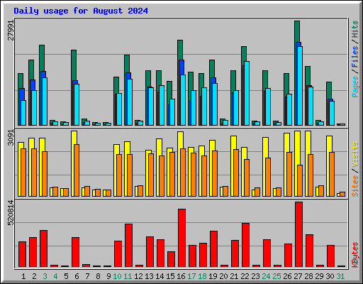 Daily usage for August 2024