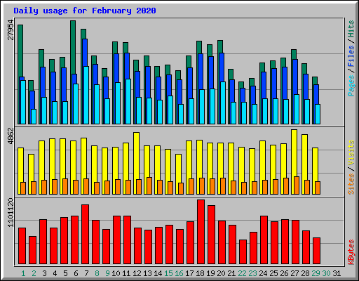 Daily usage for February 2020