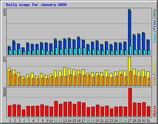 Daily usage for January 2020